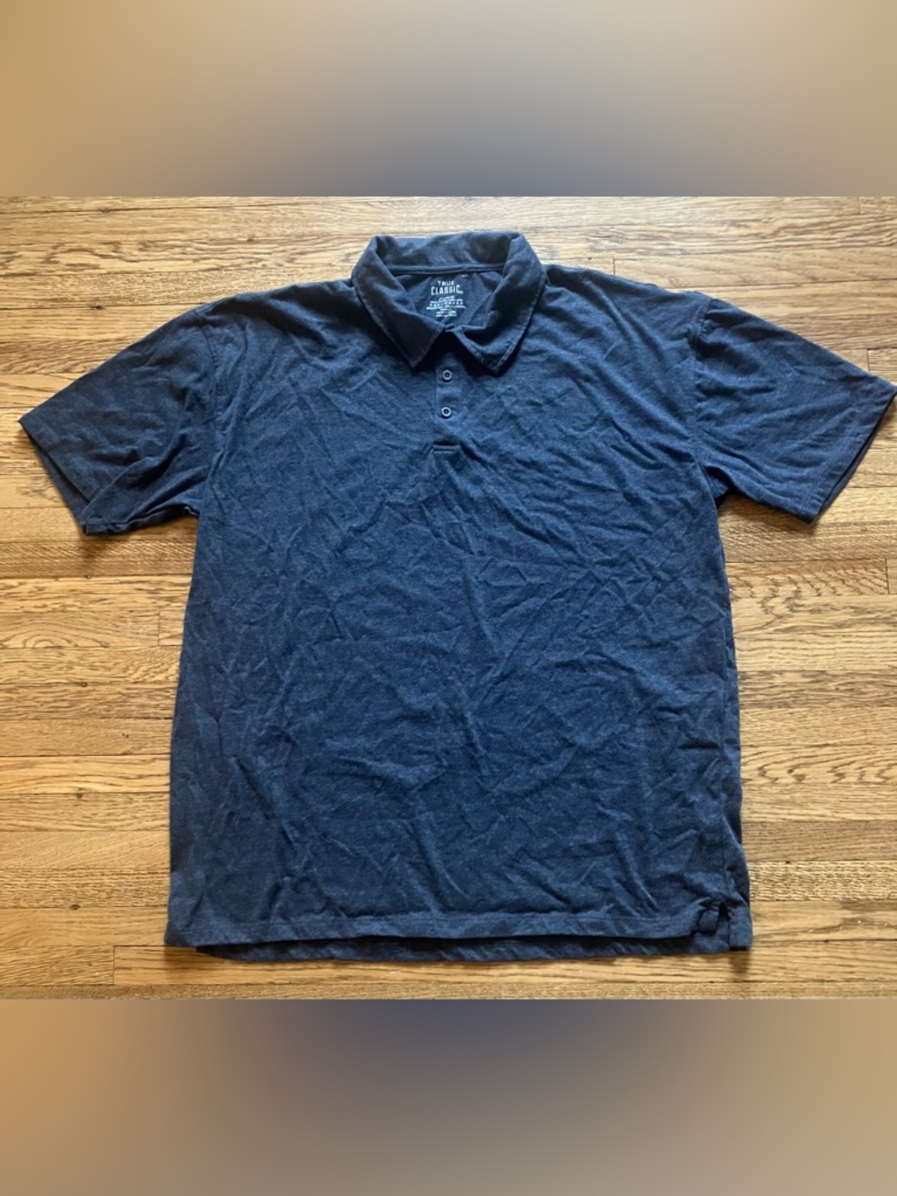 True Classic Short Sleeve Polo Shirt Dark Blue Heather Cotton Blend XXL